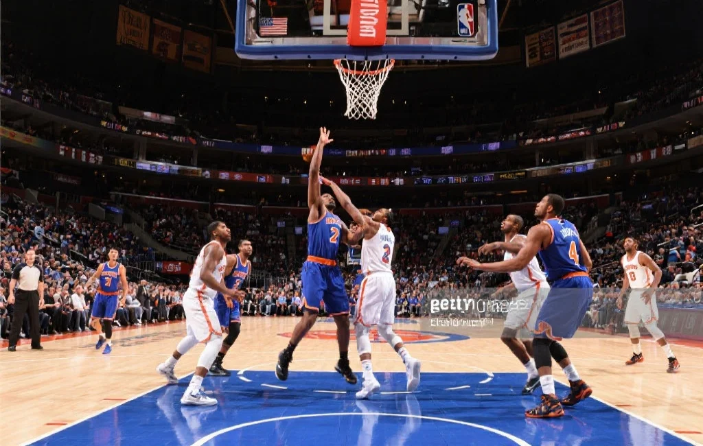 高清NBA比赛直播画面,球员们在球场上激烈争夺,画质清晰,观众席座无虚席